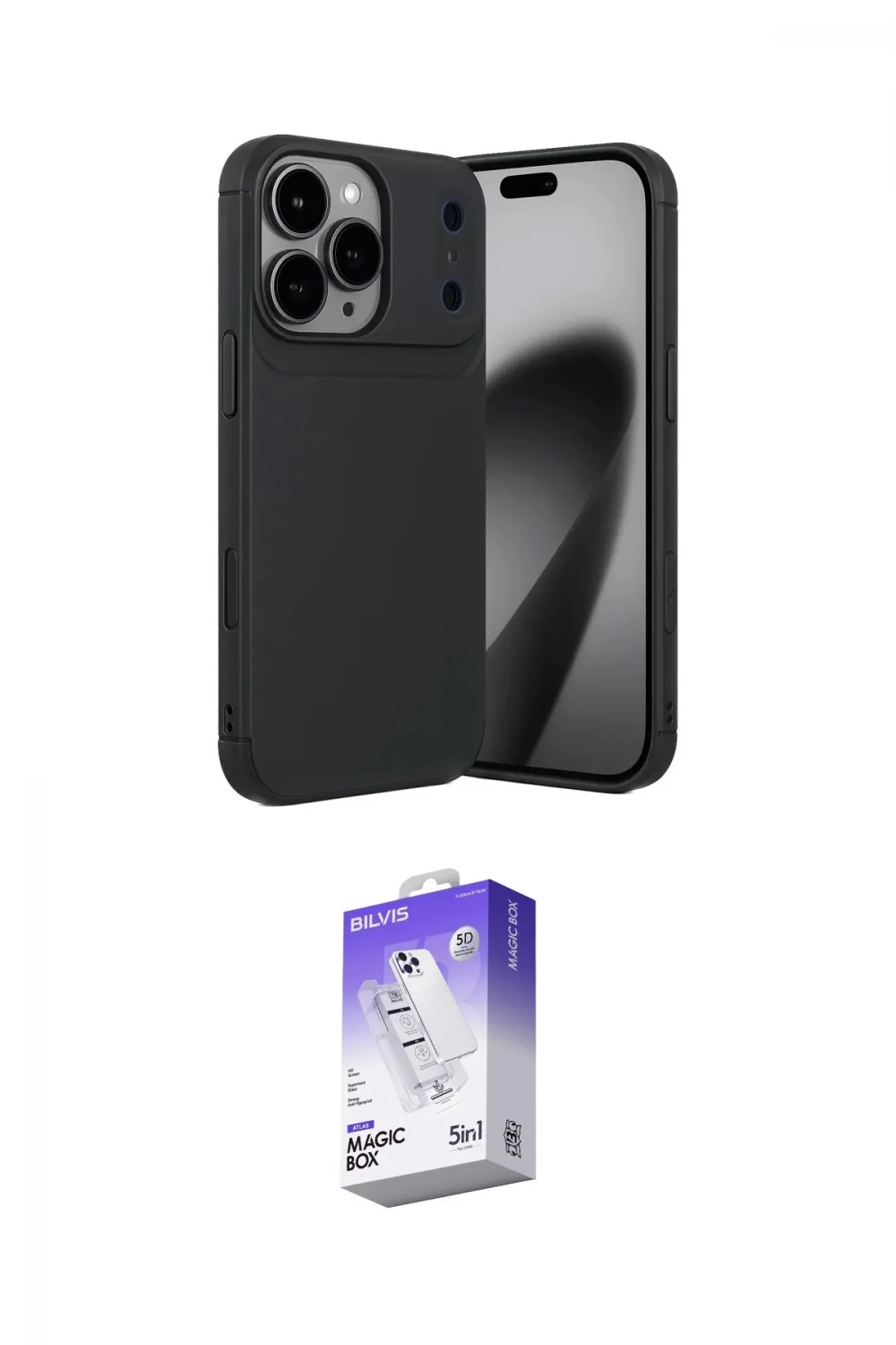 ieg™ iPhone 17 Pro Max Kılıf Eksen Form Prime - Siyah Bilvis 5in1 3D Magic Cam Ekran Koruyucu