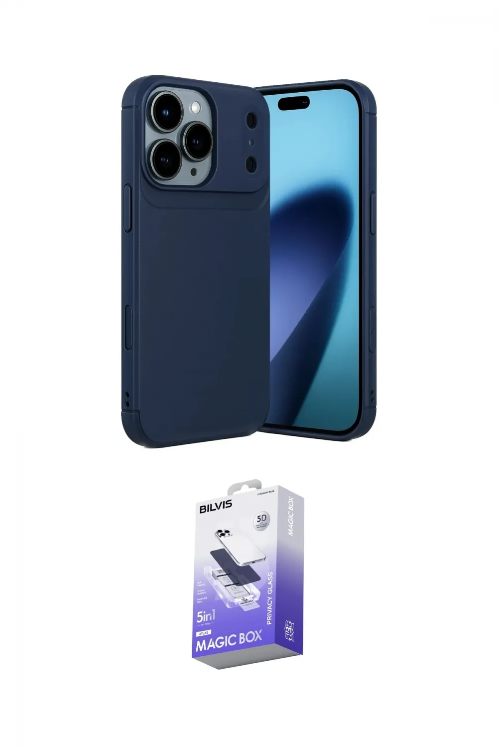 ieg™ iPhone 17 Pro Max Kılıf Eksen Form Prime - Siyah Bilvis 5in1 5D Magic Hayalet Cam Ekran Koruyucu