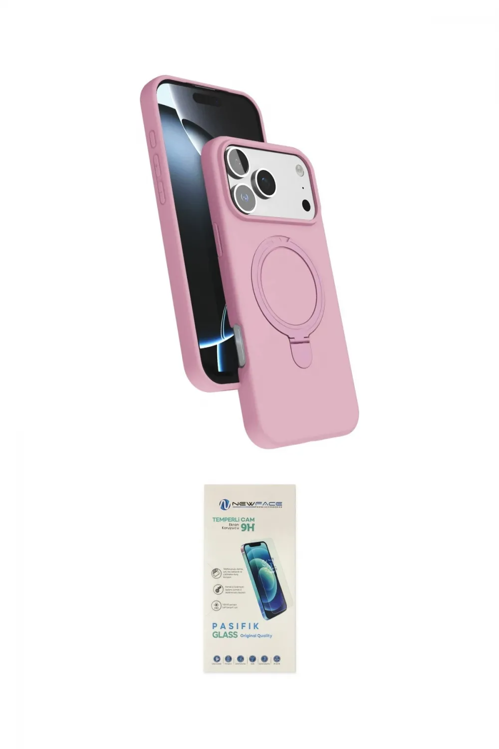ieg™ iPhone 17 Pro Max Kılıf İz Işık Koleksiyonu - Şeffaf Pasifik Cam Ekran Koruyucu