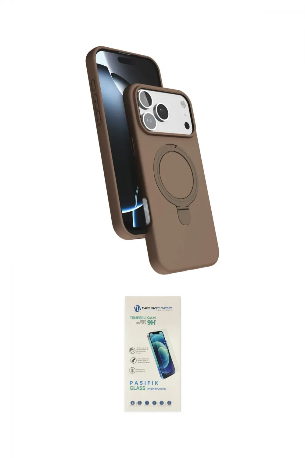 ieg™ iPhone 17 Pro Max Kılıf İz Işık Koleksiyonu - Şeffaf Pasifik Cam Ekran Koruyucu