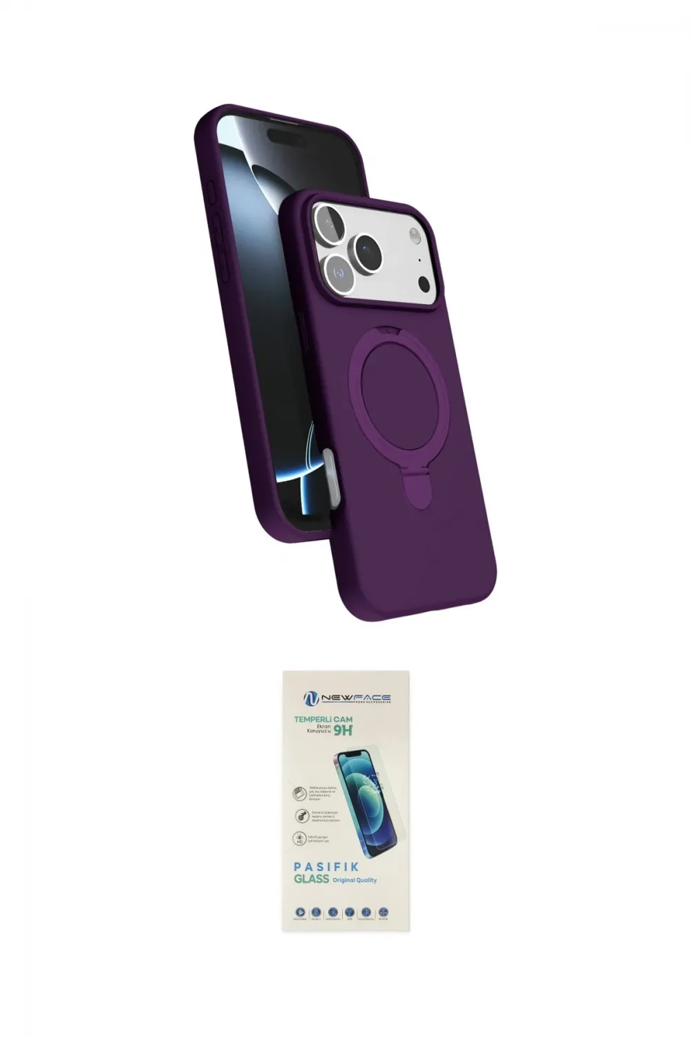 ieg™ iPhone 17 Pro Max Kılıf İz Işık Koleksiyonu - Şeffaf Pasifik Cam Ekran Koruyucu