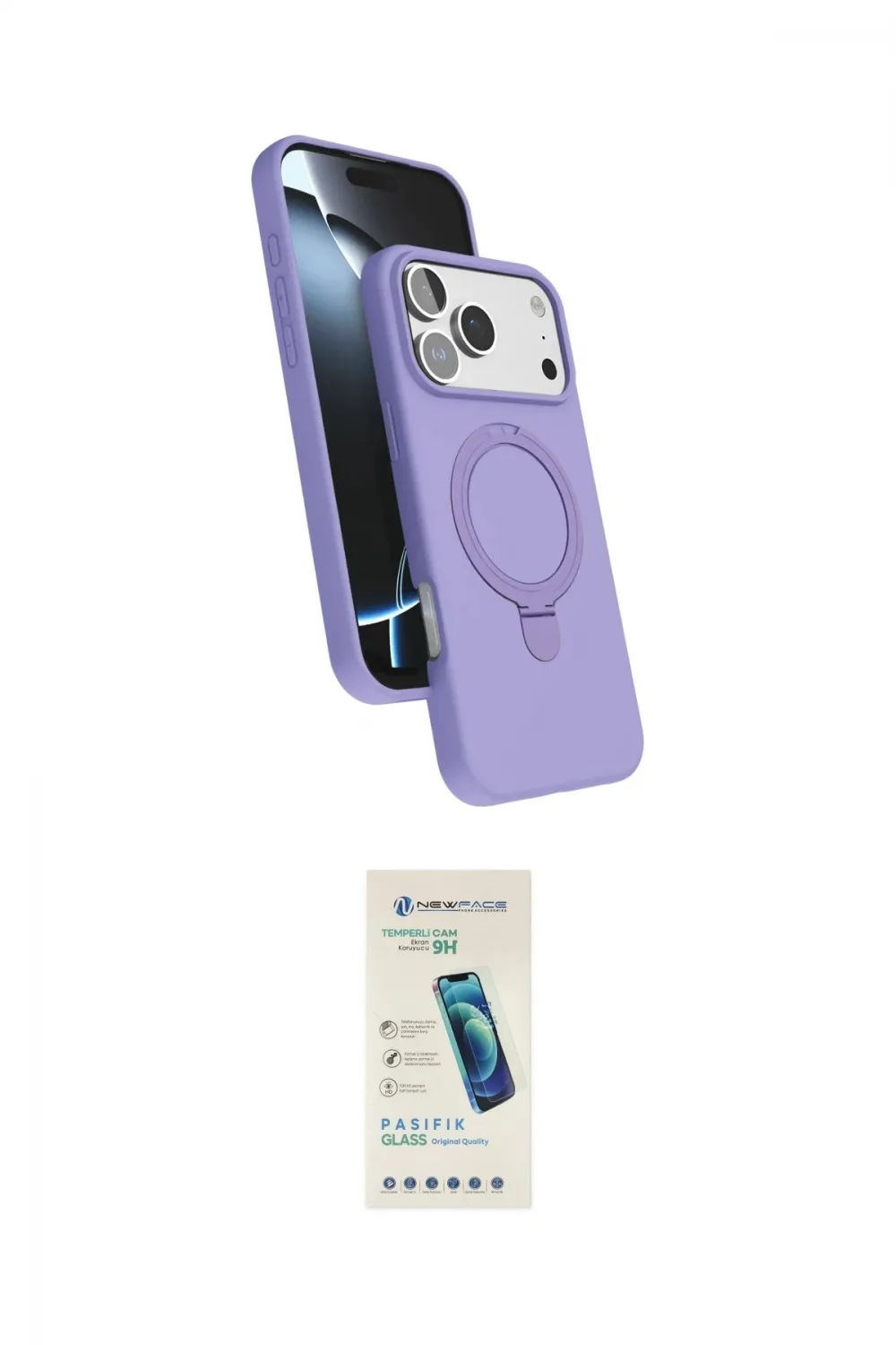 ieg™ iPhone 17 Pro Max Kılıf İz Işık Koleksiyonu - Şeffaf Pasifik Cam Ekran Koruyucu