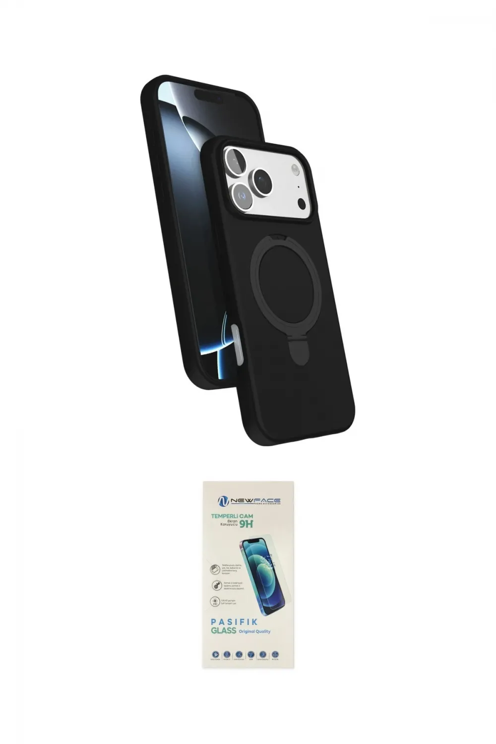 ieg™ iPhone 17 Pro Max Kılıf İz Işık Koleksiyonu - Şeffaf Pasifik Cam Ekran Koruyucu