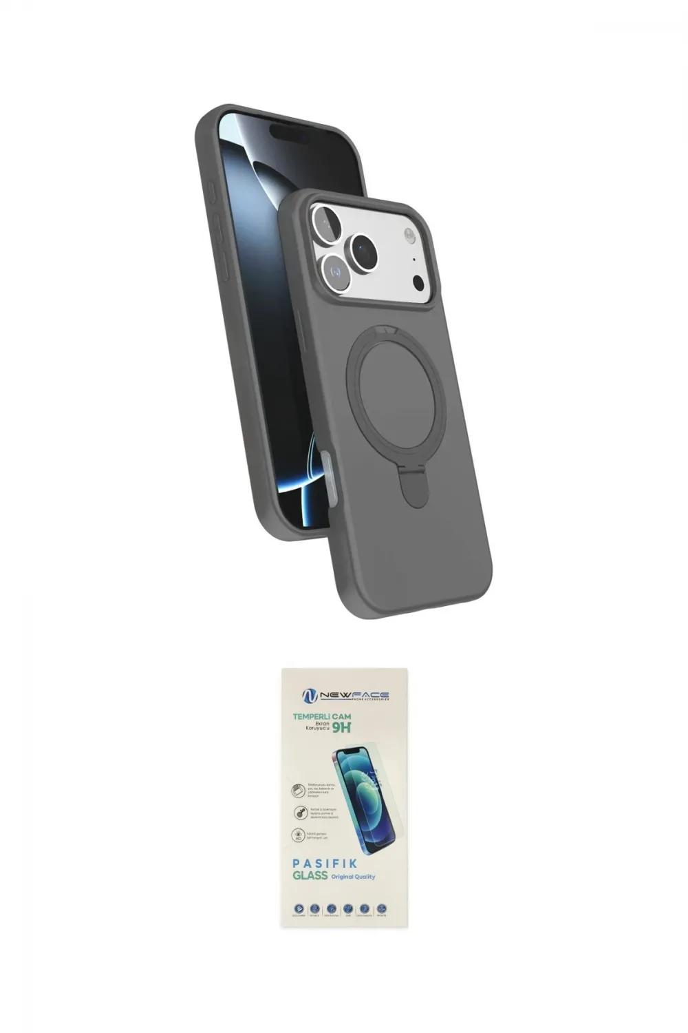 ieg™ iPhone 17 Pro Max Kılıf İz Işık Koleksiyonu - Şeffaf Pasifik Cam Ekran Koruyucu