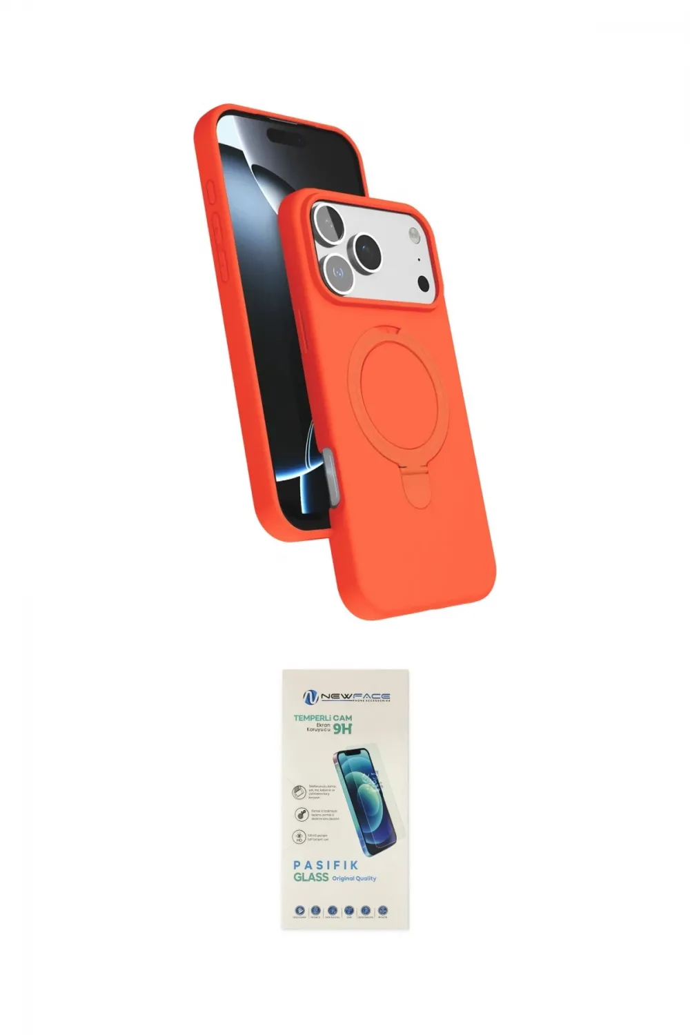 ieg™ iPhone 17 Pro Max Kılıf İz Işık Koleksiyonu - Şeffaf Pasifik Cam Ekran Koruyucu