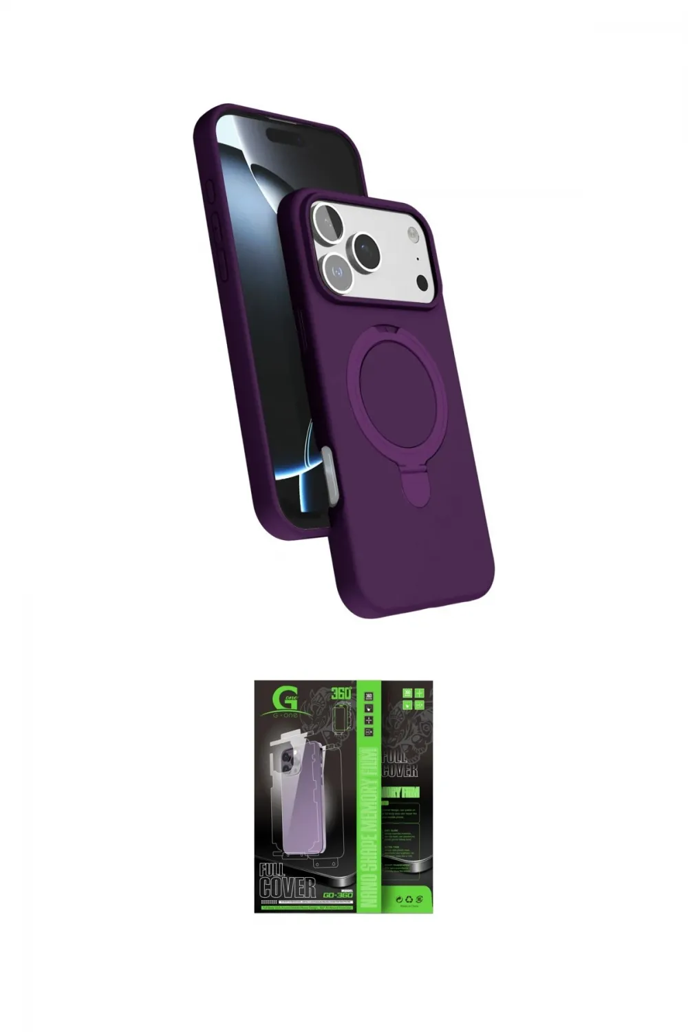 ieg™ iPhone 17 Pro Max Kılıf İz Işık Koleksiyonu - Siyah 360 Mat Full Body Arka Koruyucu