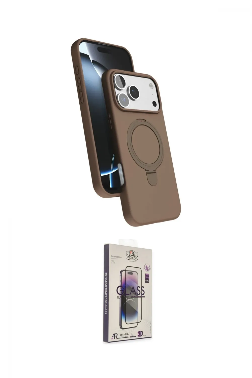 ieg™ iPhone 17 Pro Max Kılıf İz Işık Koleksiyonu - Siyah Bilvis 3D Cam Ekran Koruyucu