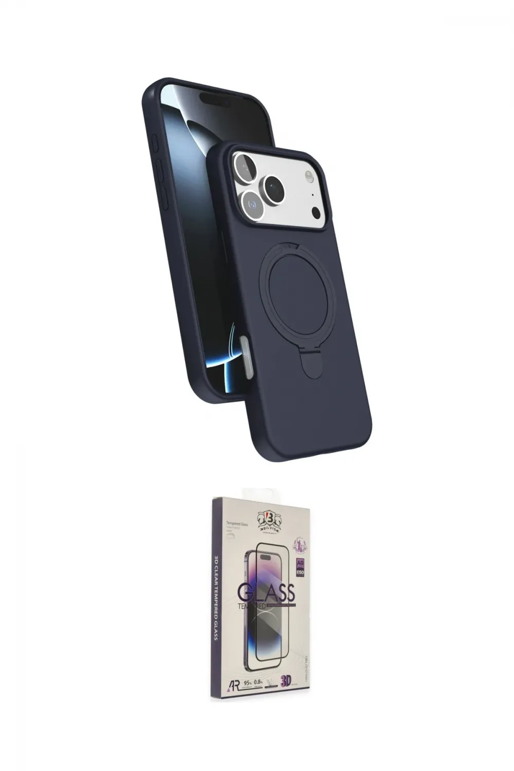 ieg™ iPhone 17 Pro Max Kılıf İz Işık Koleksiyonu - Siyah Bilvis 3D Cam Ekran Koruyucu