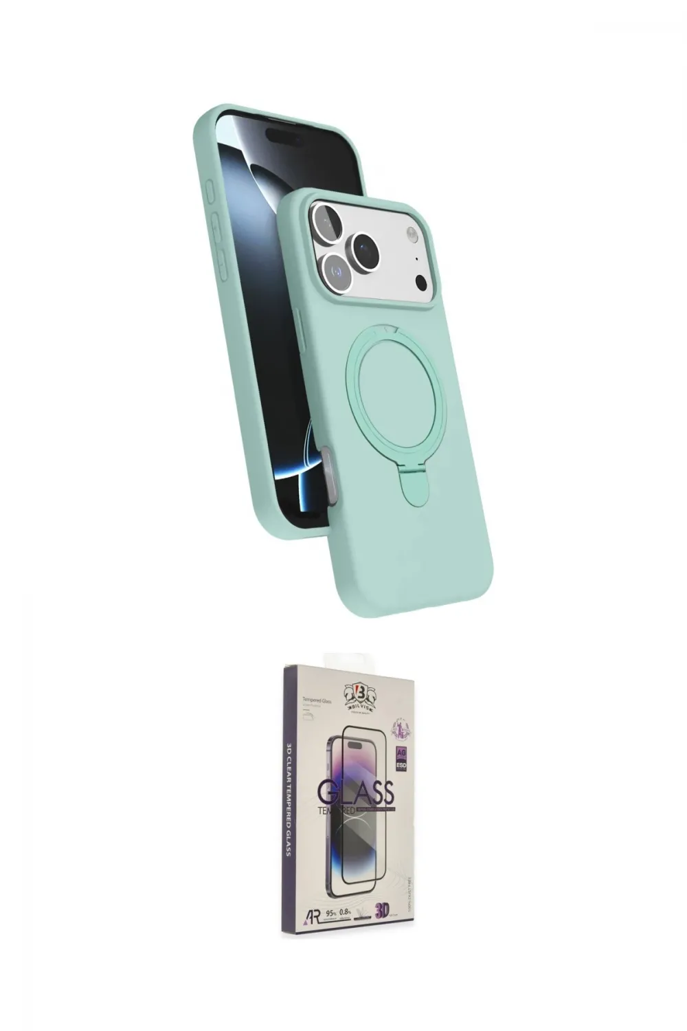 ieg™ iPhone 17 Pro Max Kılıf İz Işık Koleksiyonu - Siyah Bilvis 3D Cam Ekran Koruyucu