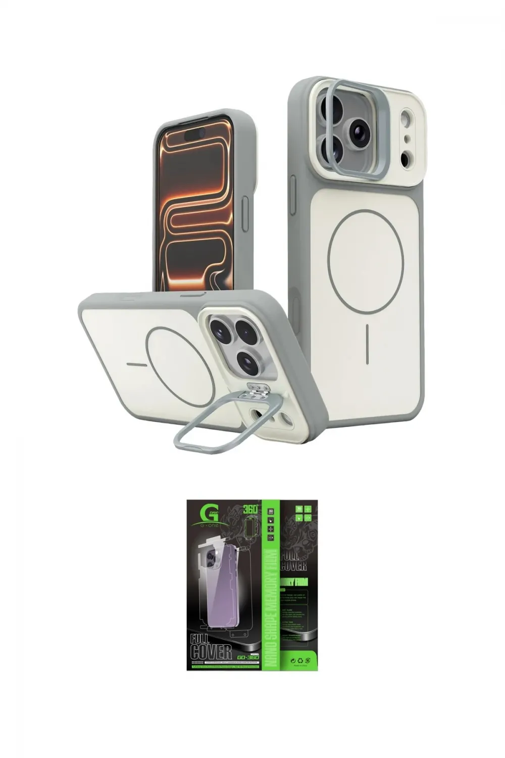 ieg™ iPhone 17 Pro Max Kılıf İz Modern Prime - Şeffaf 360 Full Body Arka Koruyucu