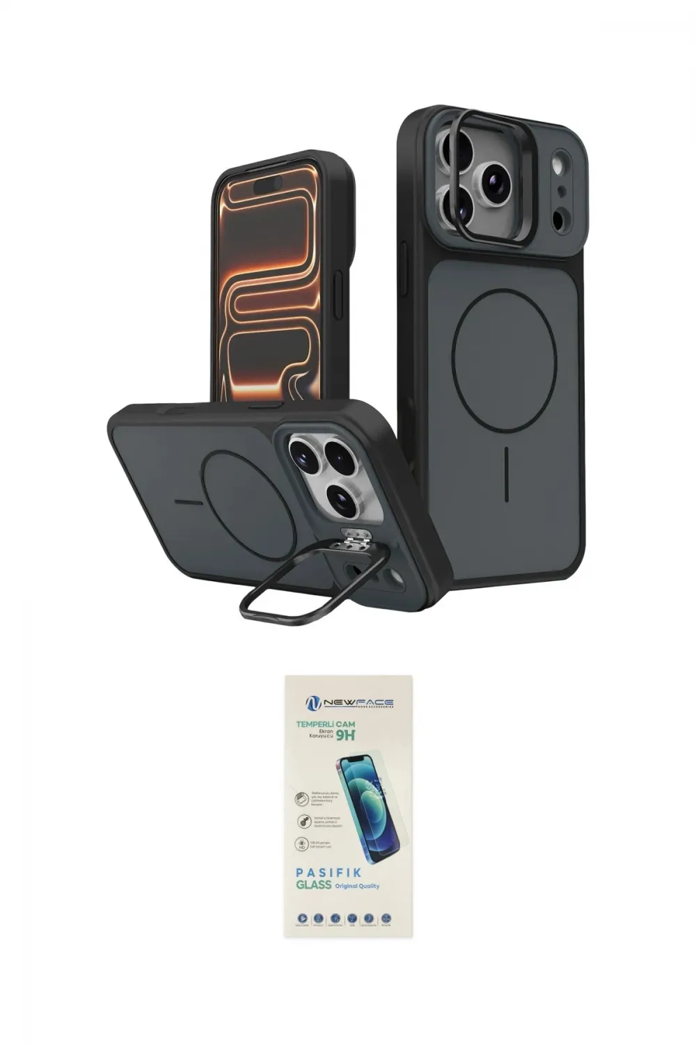 ieg™ iPhone 17 Pro Max Kılıf İz Modern Prime - Şeffaf Pasifik Cam Ekran Koruyucu