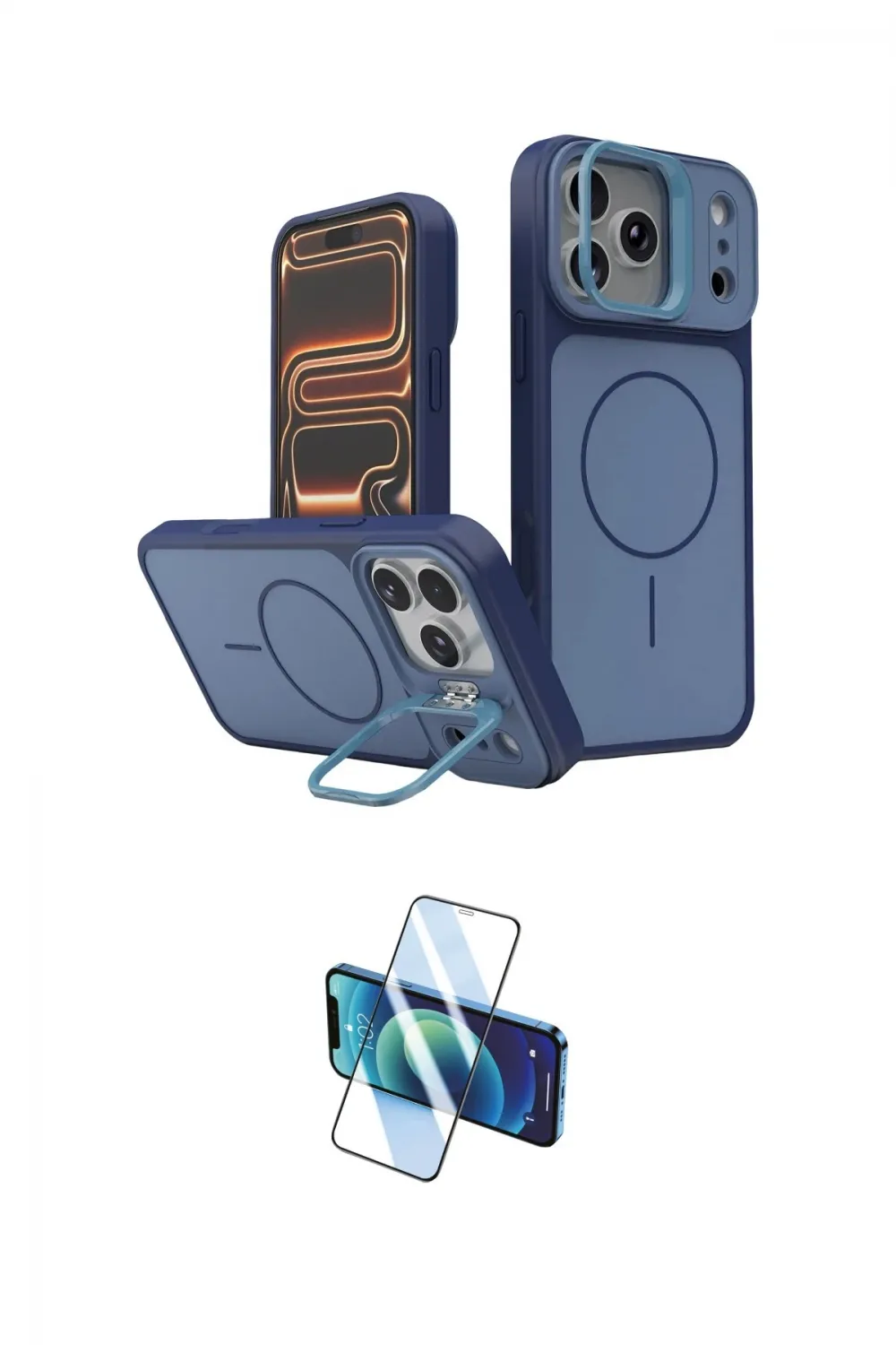 ieg™ iPhone 17 Pro Max Kılıf İz Modern Prime - Siyah 3D Antistatik Cam Ekran Koruyucu