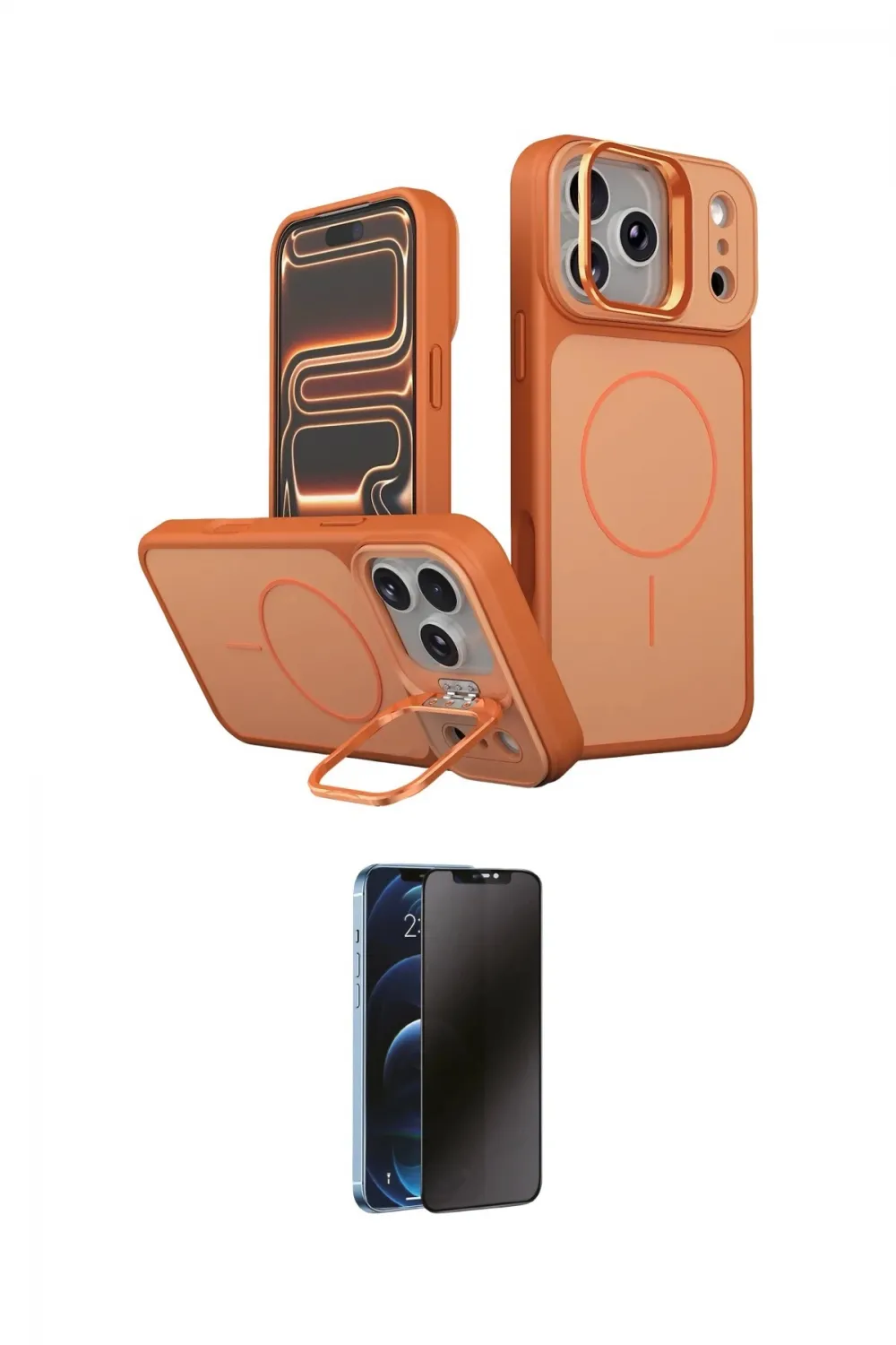 ieg™ iPhone 17 Pro Max Kılıf İz Modern Prime - Siyah 3D Antistatik Hayalet Cam Ekran Koruyucu