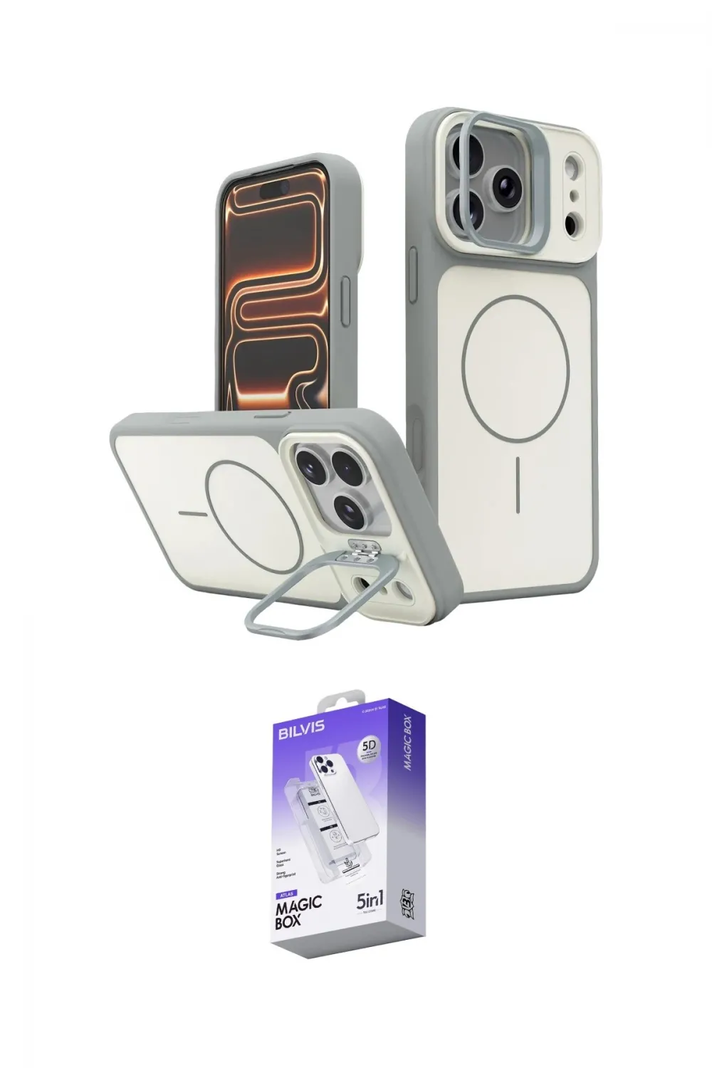 ieg™ iPhone 17 Pro Max Kılıf İz Modern Prime - Siyah Bilvis 5in1 3D Magic Cam Ekran Koruyucu