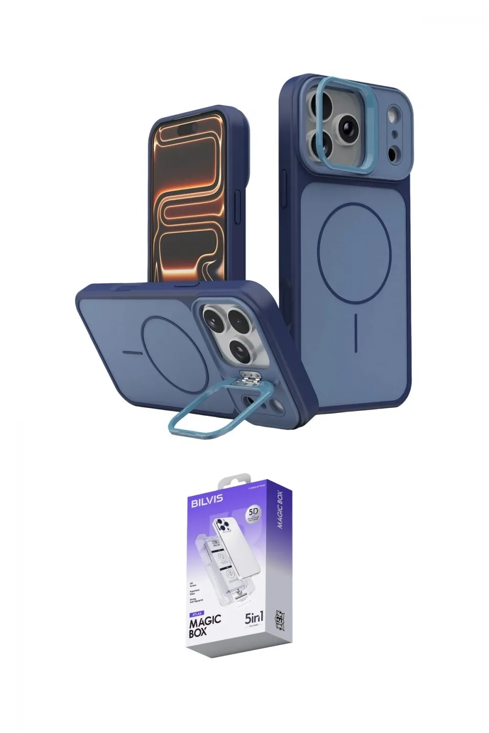 ieg™ iPhone 17 Pro Max Kılıf İz Modern Prime - Siyah Bilvis 5in1 3D Magic Cam Ekran Koruyucu