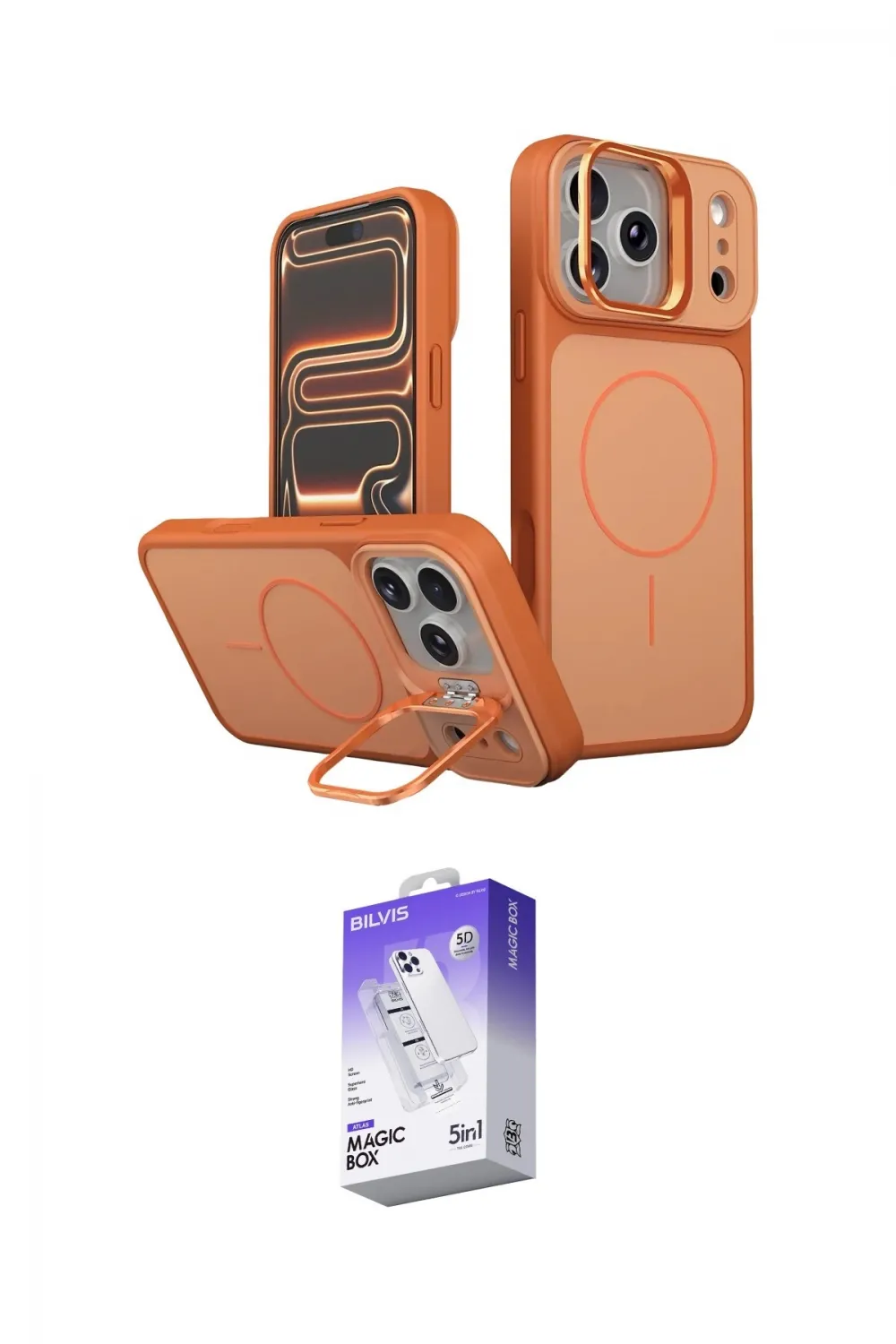 ieg™ iPhone 17 Pro Max Kılıf İz Modern Prime - Siyah Bilvis 5in1 3D Magic Cam Ekran Koruyucu