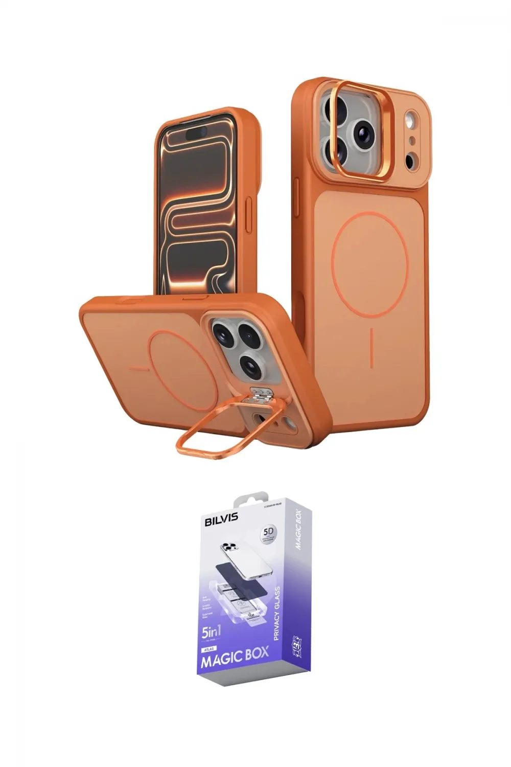 ieg™ iPhone 17 Pro Max Kılıf İz Modern Prime - Siyah Bilvis 5in1 5D Magic Hayalet Cam Ekran Koruyucu