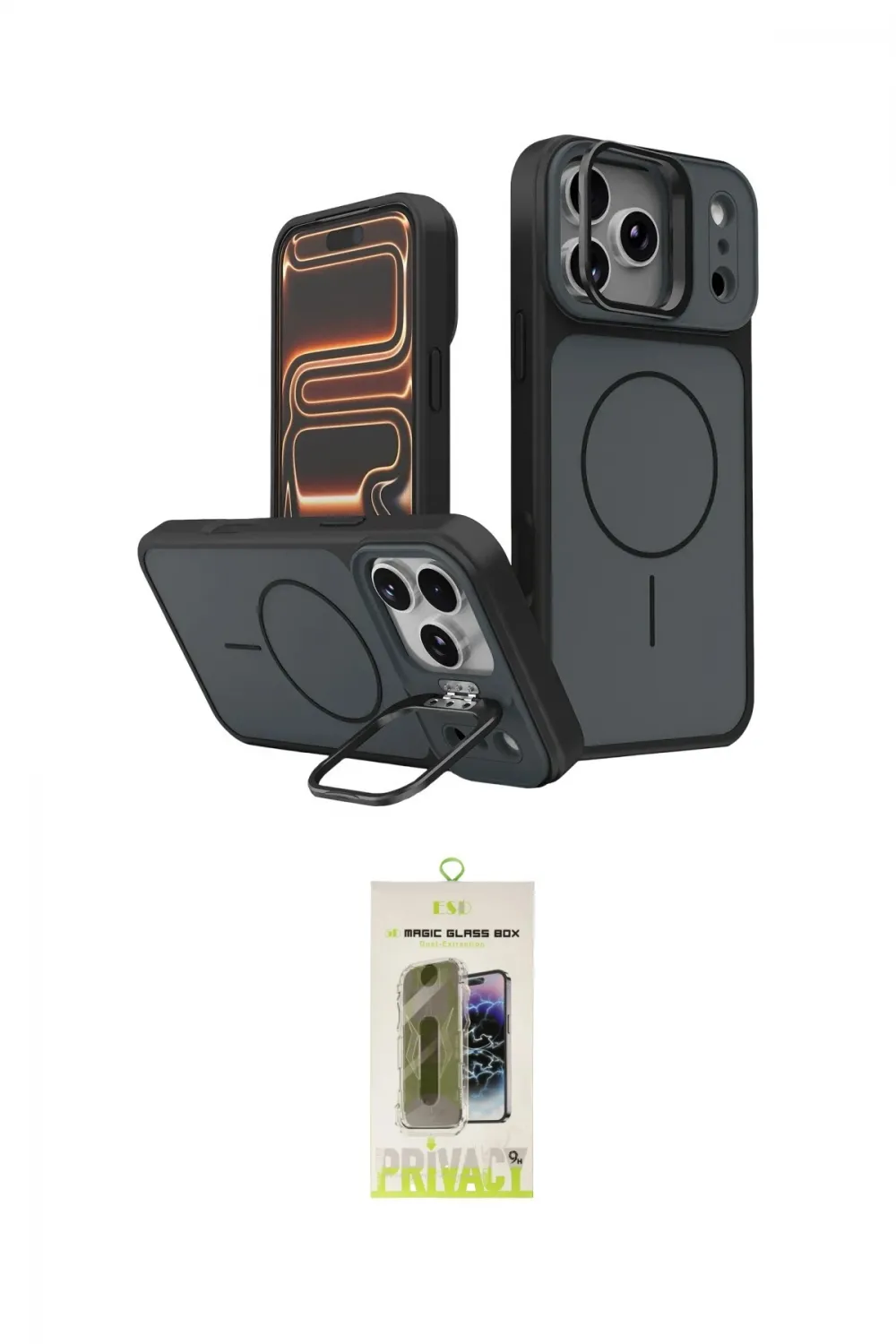 ieg™ iPhone 17 Pro Max Kılıf İz Modern Prime - Siyah Joko Magic 5D Hayalet Cam