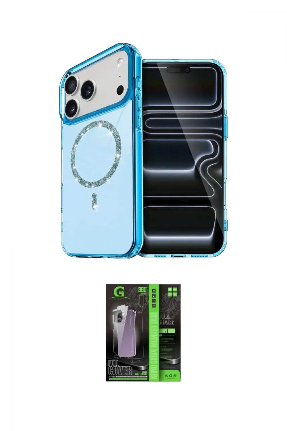 ieg™ iPhone 17 Pro Max Kılıf Kıvılcım Form Prime - Şeffaf 360 Full Body Arka Koruyucu