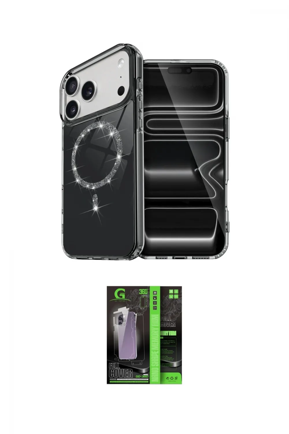 ieg™ iPhone 17 Pro Max Kılıf Kıvılcım Form Prime - Şeffaf 360 Full Body Arka Koruyucu
