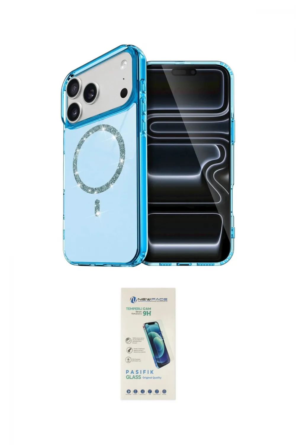 ieg™ iPhone 17 Pro Max Kılıf Kıvılcım Form Prime - Şeffaf Pasifik Cam Ekran Koruyucu
