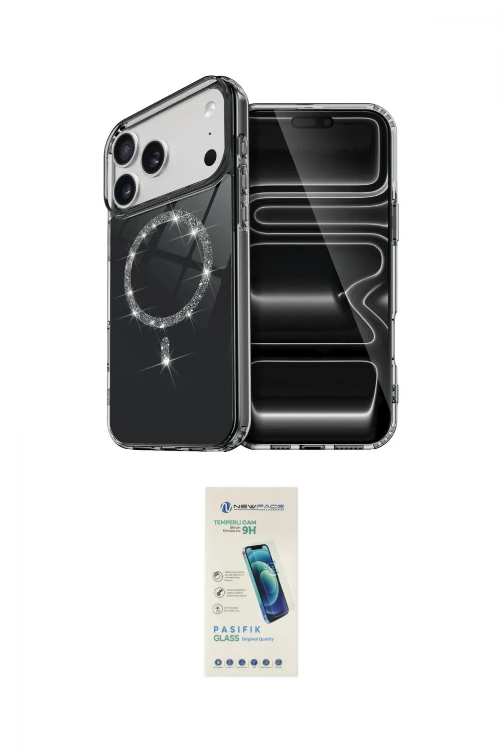 ieg™ iPhone 17 Pro Max Kılıf Kıvılcım Form Prime - Şeffaf Pasifik Cam Ekran Koruyucu