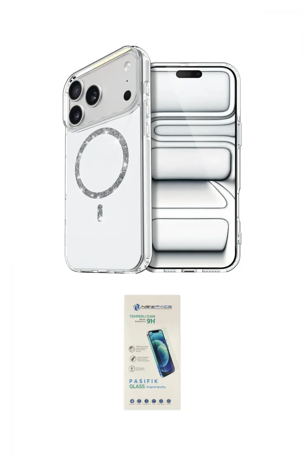 ieg™ iPhone 17 Pro Max Kılıf Kıvılcım Form Prime - Şeffaf Pasifik Cam Ekran Koruyucu