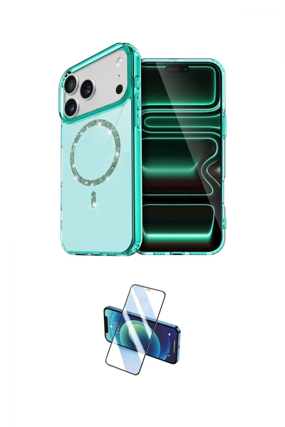ieg™ iPhone 17 Pro Max Kılıf Kıvılcım Form Prime - Siyah 3D Antistatik Cam Ekran Koruyucu