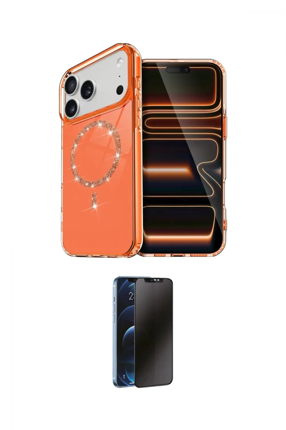 ieg™ iPhone 17 Pro Max Kılıf Kıvılcım Form Prime - Siyah 3D Antistatik Hayalet Cam Ekran Koruyucu