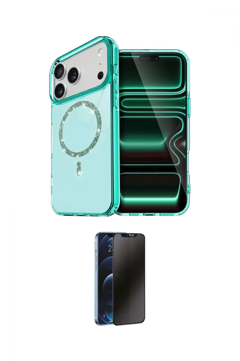 ieg™ iPhone 17 Pro Max Kılıf Kıvılcım Form Prime - Siyah 3D Antistatik Hayalet Cam Ekran Koruyucu