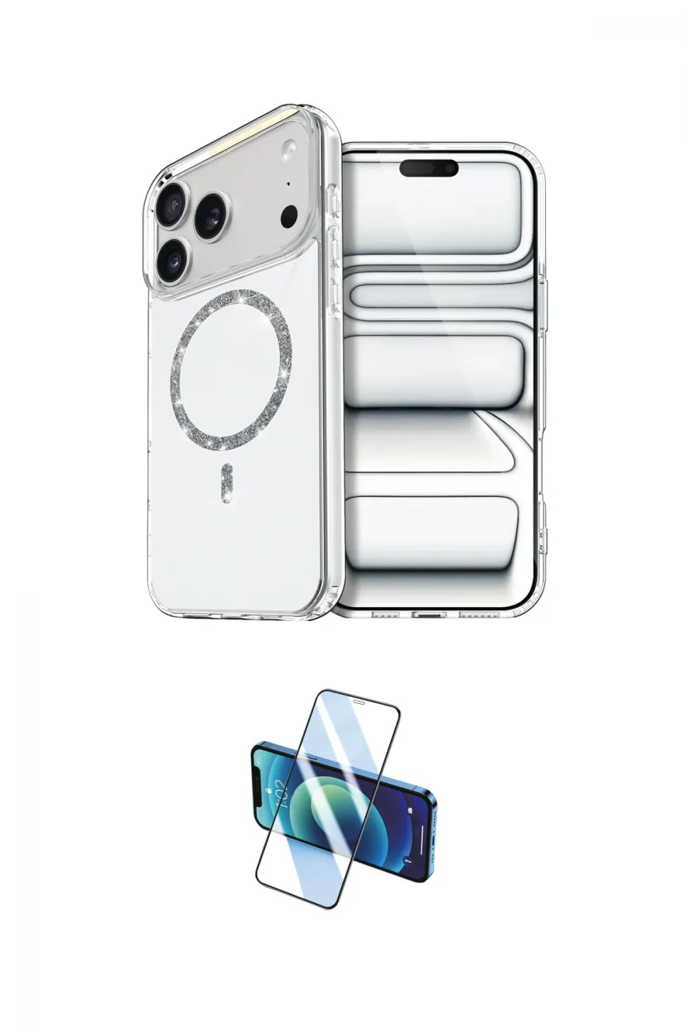 ieg™ iPhone 17 Pro Max Kılıf Kıvılcım Form Prime - Siyah 3D Antistatik Seramik Nano Ekran Koruyucu