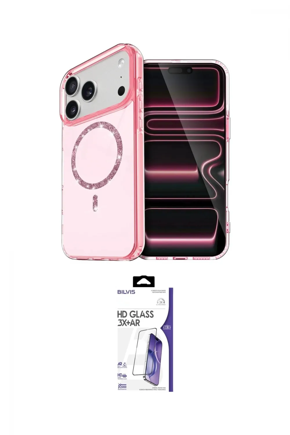 ieg™ iPhone 17 Pro Max Kılıf Kıvılcım Form Prime - Siyah Bilvis 3X AR HD Cam Ekran Koruyucu