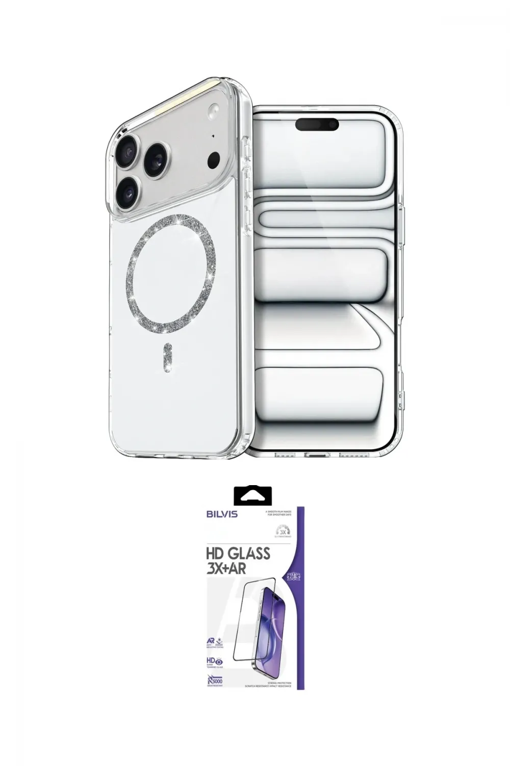 ieg™ iPhone 17 Pro Max Kılıf Kıvılcım Form Prime - Siyah Bilvis 3X AR HD Cam Ekran Koruyucu