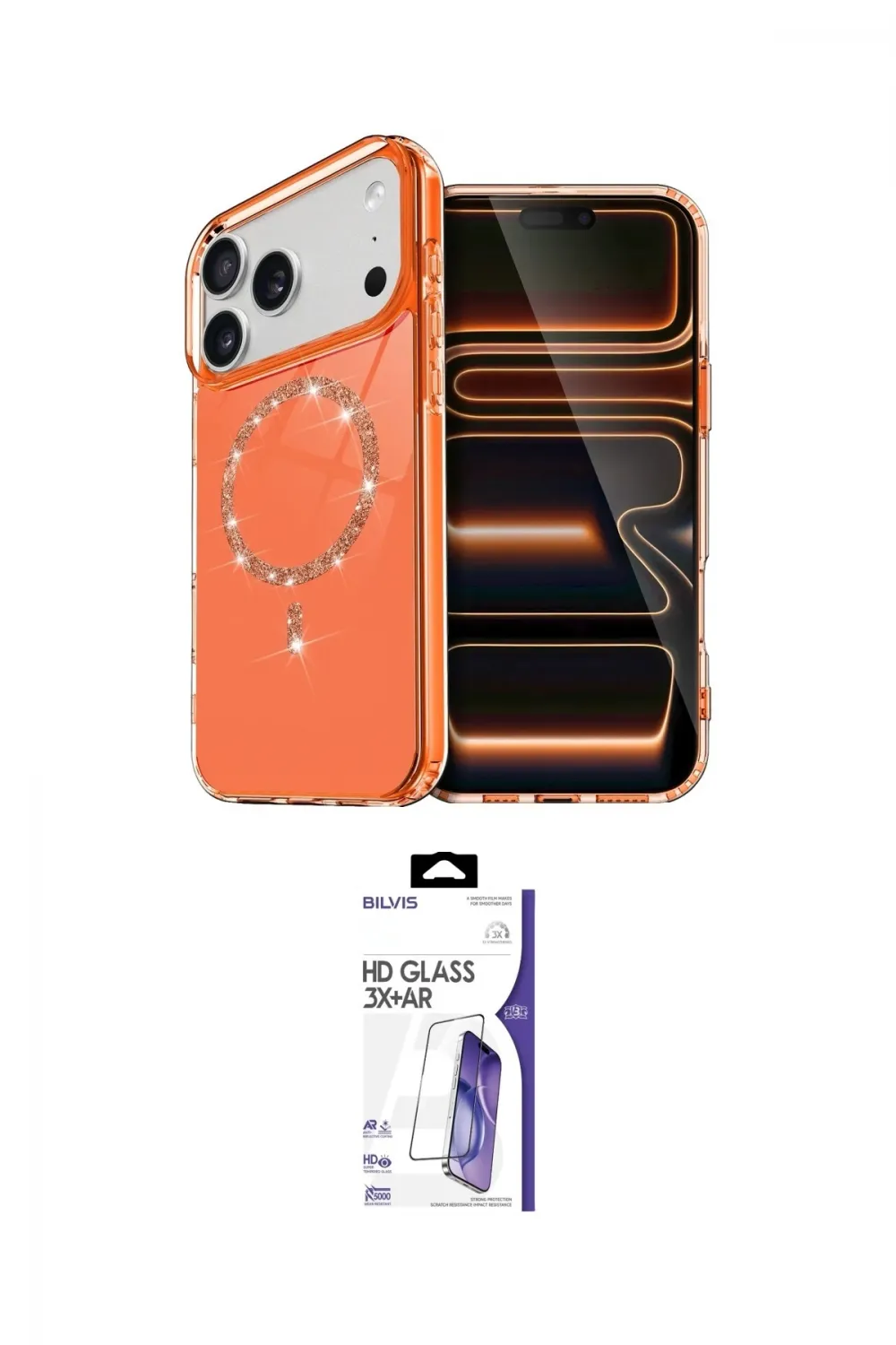 ieg™ iPhone 17 Pro Max Kılıf Kıvılcım Form Prime - Siyah Bilvis 3X AR HD Cam Ekran Koruyucu