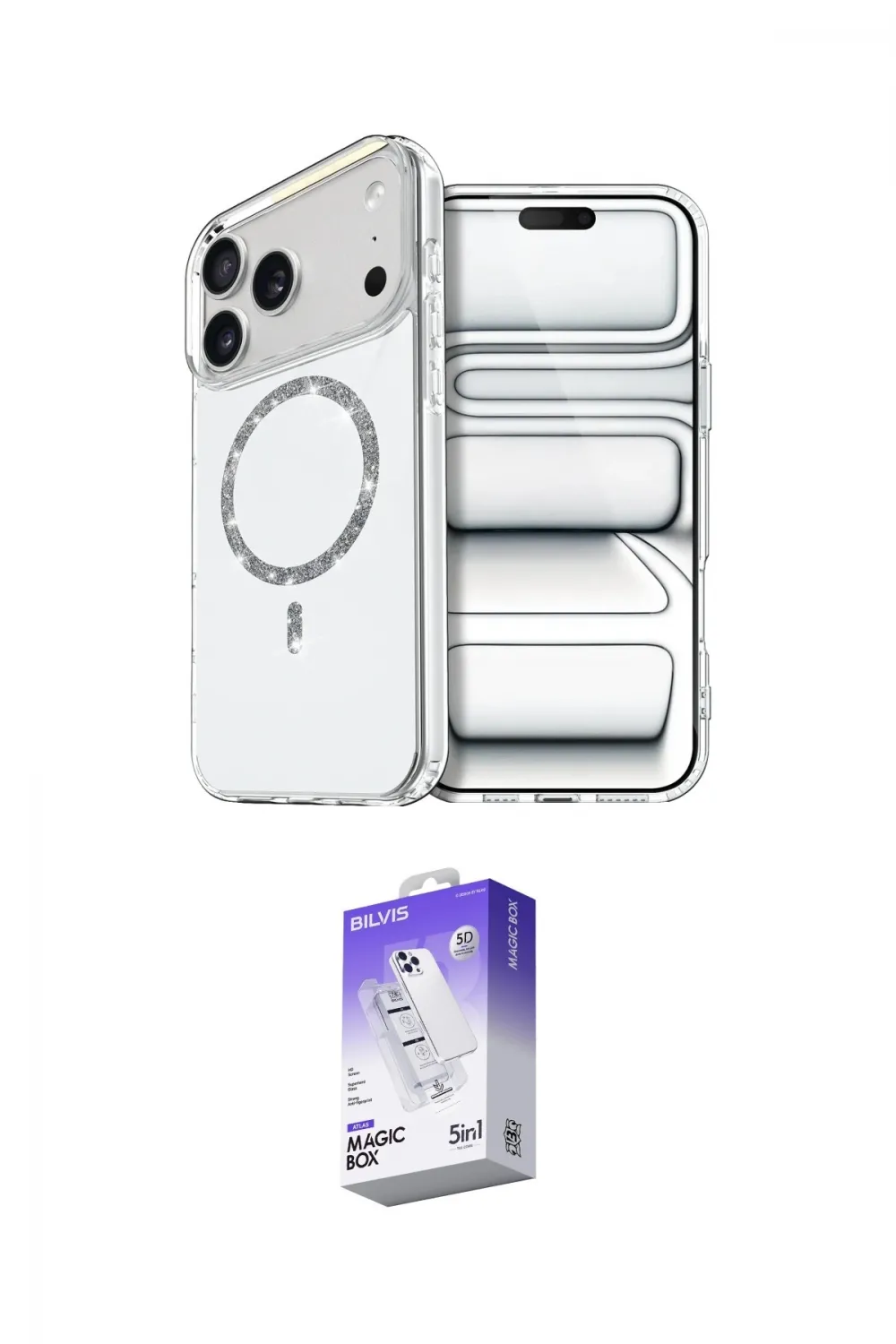 ieg™ iPhone 17 Pro Max Kılıf Kıvılcım Form Prime - Siyah Bilvis 5in1 3D Magic Cam Ekran Koruyucu