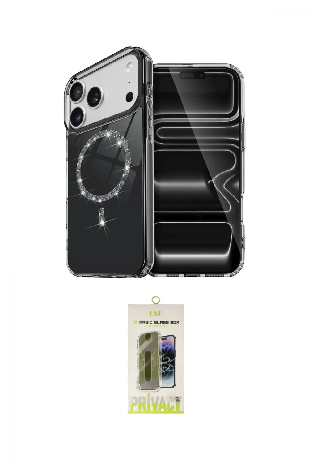 ieg™ iPhone 17 Pro Max Kılıf Kıvılcım Form Prime - Siyah Joko Magic 5D Hayalet Cam