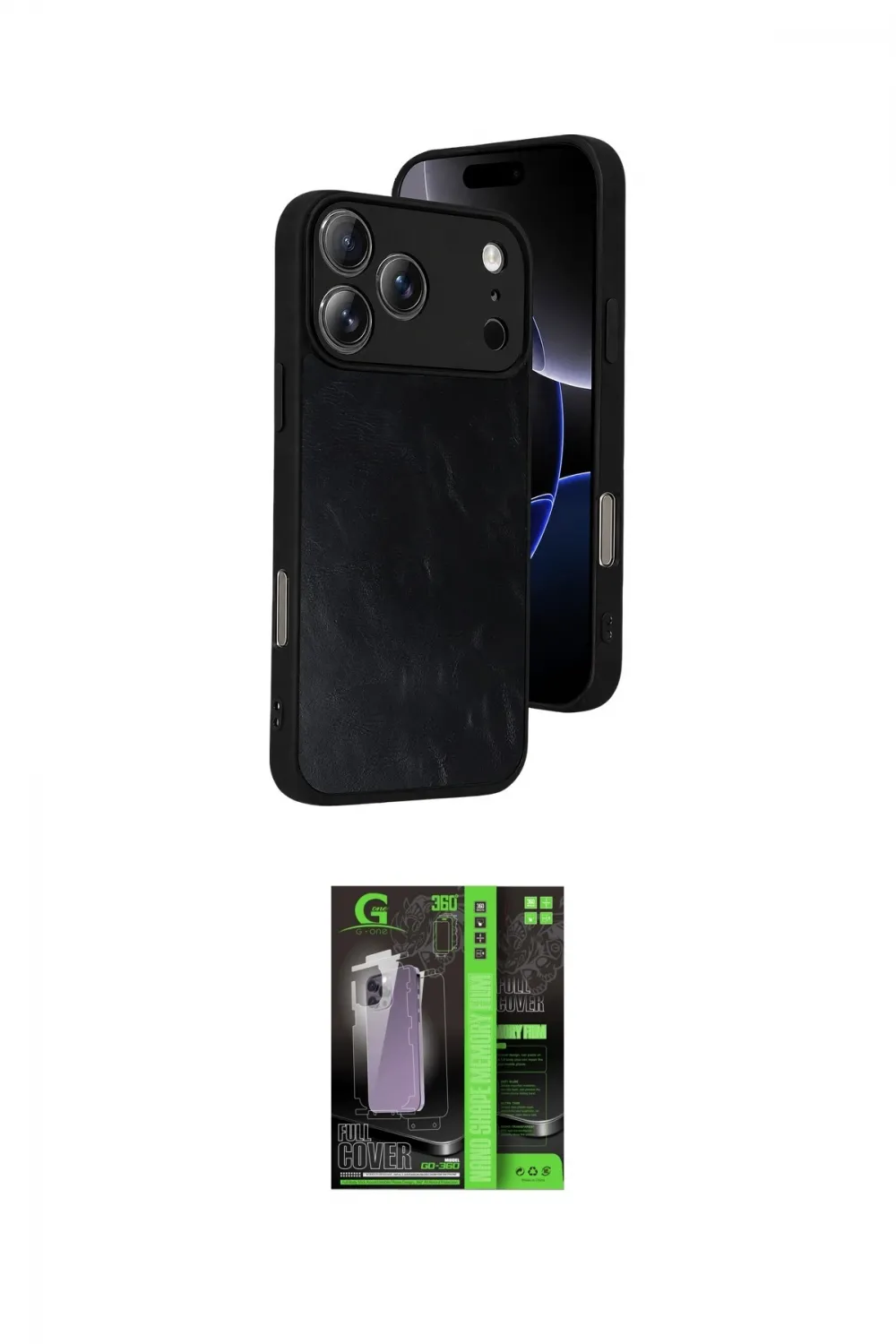 ieg™ iPhone 17 Pro Max Kılıf Kıvılcım Işık Serisi - Siyah 360 Mat Full Body Arka Koruyucu