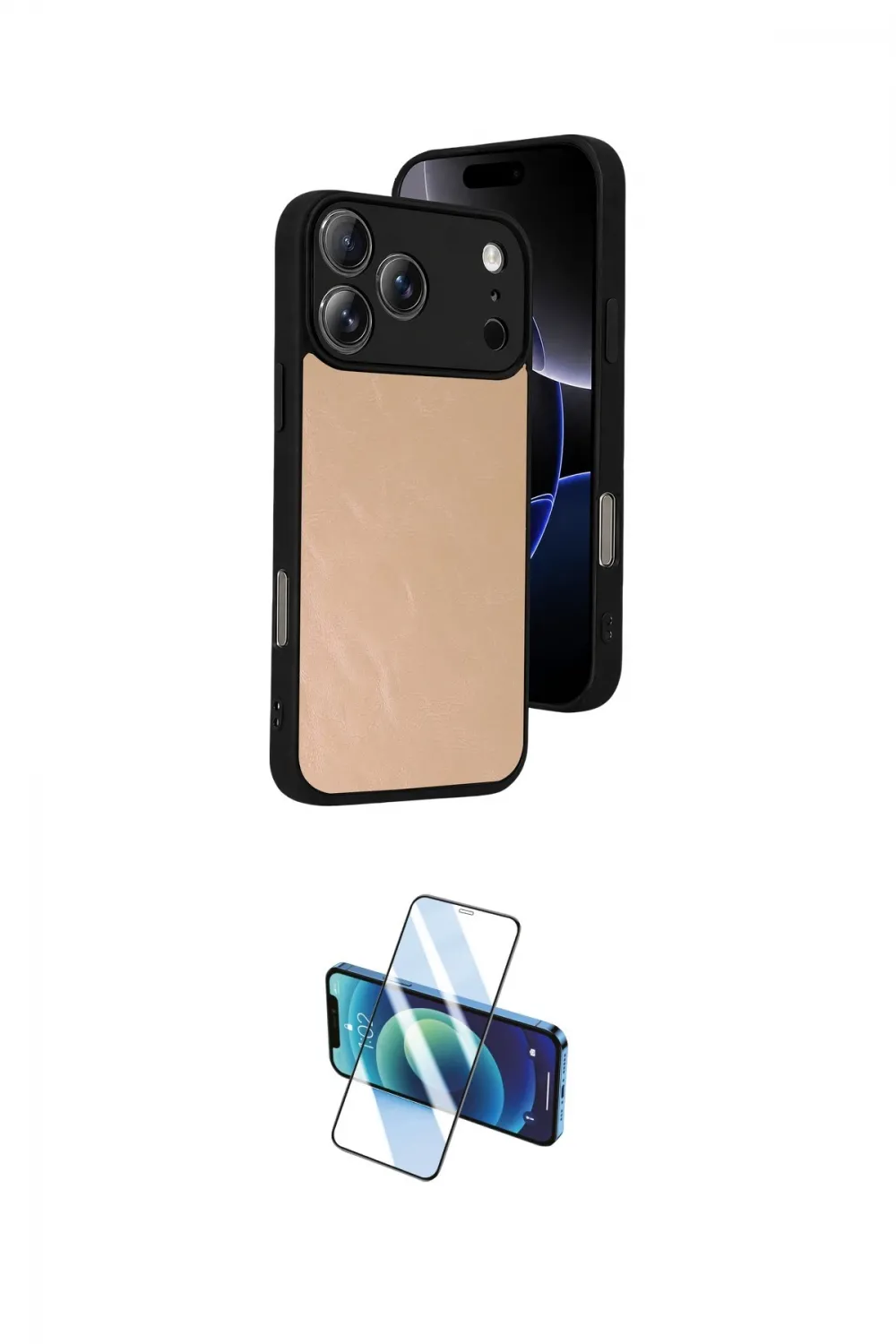 ieg™ iPhone 17 Pro Max Kılıf Kıvılcım Işık Serisi - Siyah 3D Antistatik Cam Ekran Koruyucu