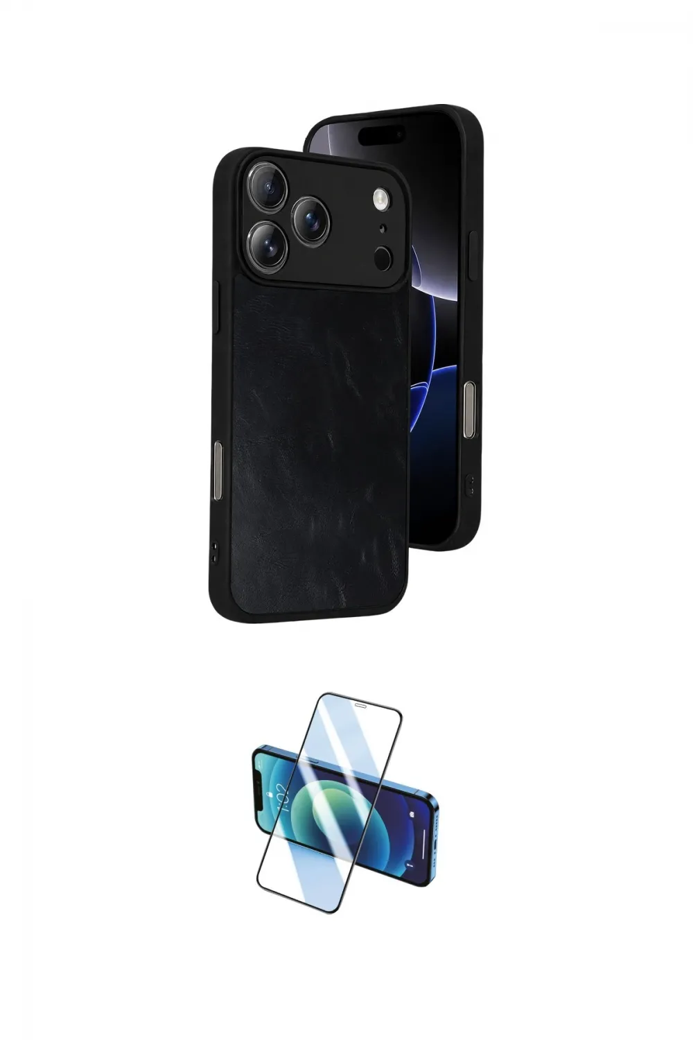 ieg™ iPhone 17 Pro Max Kılıf Kıvılcım Işık Serisi - Siyah 3D Antistatik Cam Ekran Koruyucu