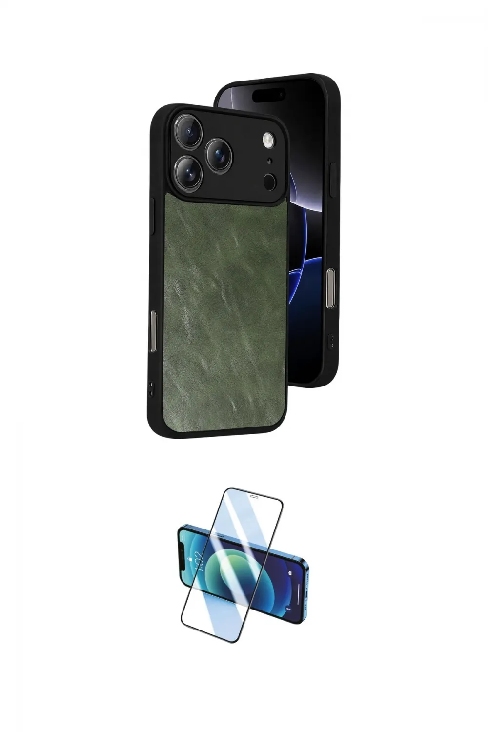 ieg™ iPhone 17 Pro Max Kılıf Kıvılcım Işık Serisi - Siyah 3D Antistatik Cam Ekran Koruyucu