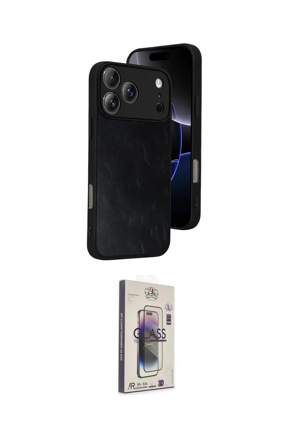 ieg™ iPhone 17 Pro Max Kılıf Kıvılcım Işık Serisi - Siyah Bilvis 3D Cam Ekran Koruyucu