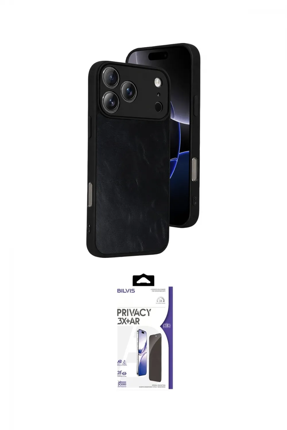 ieg™ iPhone 17 Pro Max Kılıf Kıvılcım Işık Serisi - Siyah Bilvis 3X AR Hayalet Cam Ekran Koruyucu