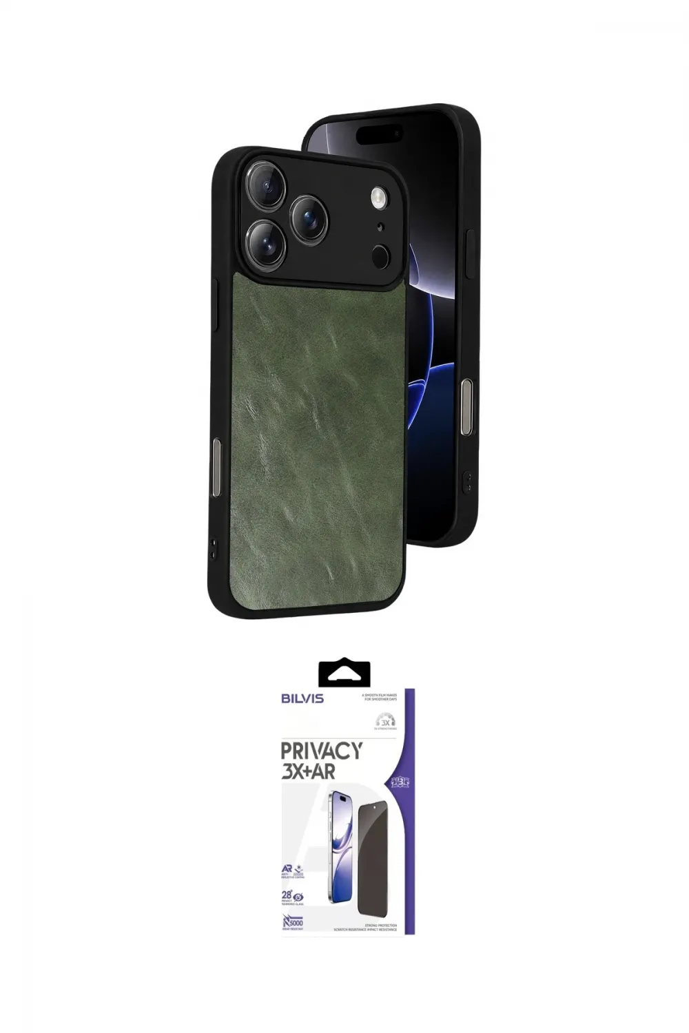 ieg™ iPhone 17 Pro Max Kılıf Kıvılcım Işık Serisi - Siyah Bilvis 3X AR Hayalet Cam Ekran Koruyucu
