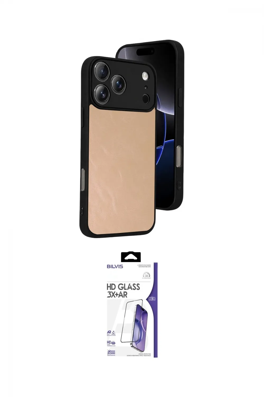 ieg™ iPhone 17 Pro Max Kılıf Kıvılcım Işık Serisi - Siyah Bilvis 3X AR HD Cam Ekran Koruyucu