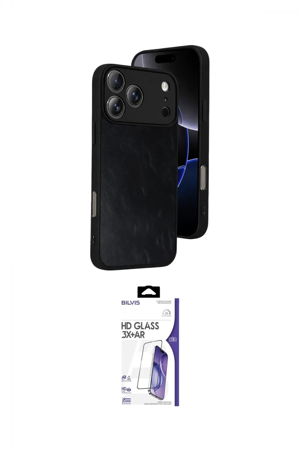 ieg™ iPhone 17 Pro Max Kılıf Kıvılcım Işık Serisi - Siyah Bilvis 3X AR HD Cam Ekran Koruyucu