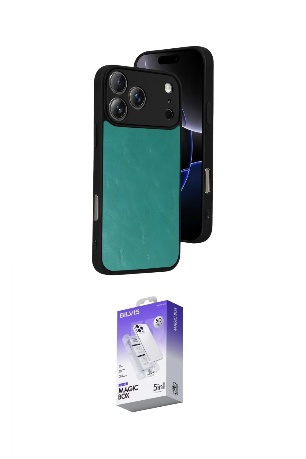 ieg™ iPhone 17 Pro Max Kılıf Kıvılcım Işık Serisi - Siyah Bilvis 5in1 3D Magic Cam Ekran Koruyucu