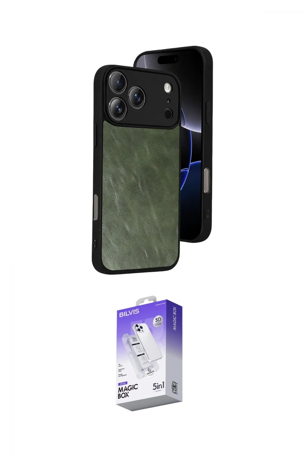 ieg™ iPhone 17 Pro Max Kılıf Kıvılcım Işık Serisi - Siyah Bilvis 5in1 3D Magic Cam Ekran Koruyucu