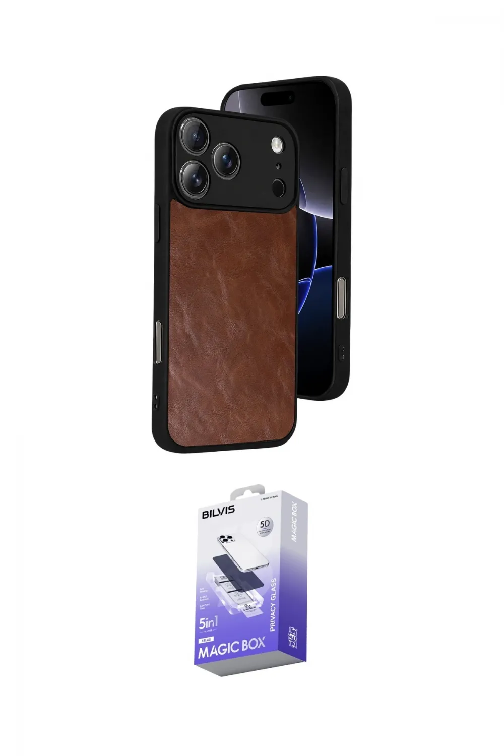 ieg™ iPhone 17 Pro Max Kılıf Kıvılcım Işık Serisi - Siyah Bilvis 5in1 5D Magic Hayalet Cam Ekran Koruyucu
