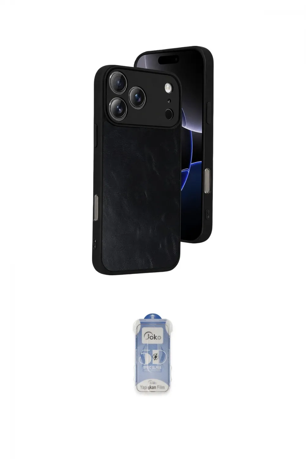 ieg™ iPhone 17 Pro Max Kılıf Kıvılcım Işık Serisi - Siyah Joko Magic 5D Cam