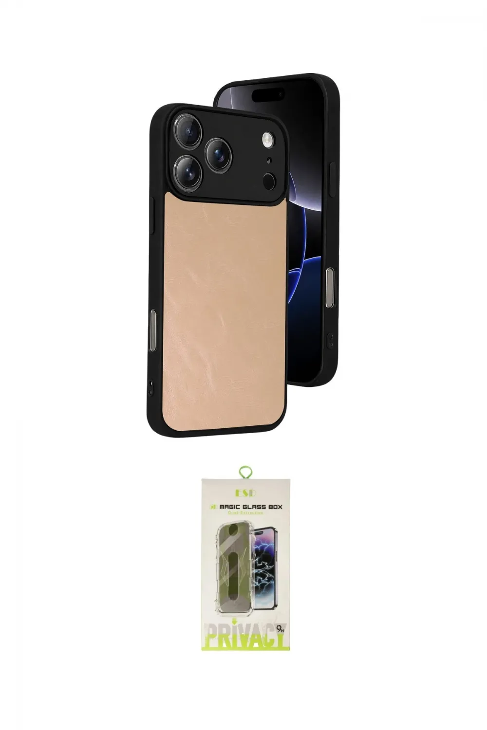 ieg™ iPhone 17 Pro Max Kılıf Kıvılcım Işık Serisi - Siyah Joko Magic 5D Hayalet Cam